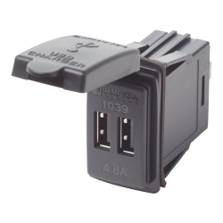 Blue Sea Systems, artnr: 1039B, Blue Sea Systems 12/24VDC Dual USB 4.8A SwMnt (Bulk).