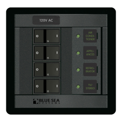 Blue Sea Systems, artnr: 1210, Blue Sea Systems Panel 360 120VAC 4pos FR (replaces 1210B-BSS)..