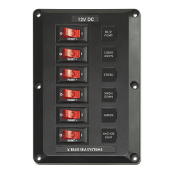 Blue Sea Systems, artnr: 4352, Autosäkringspanel BD 6st strömbrytare 