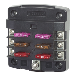 Blue Sea Systems, artnr: 5033B, Blue Sea Systems Fuse Block STBlade 6circ (Bulk)..
