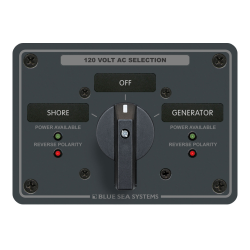 Blue Sea Systems, artnr: 8365B, Blue Sea Systems AC Rotary Panel 120V/65A OFF+2 (Bulk).