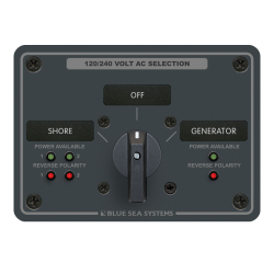 Blue Sea Systems, artnr: 8386, Blue Sea Systems AC Rotary Panel 120+120/240VAC/30A (replaces 8386B-BSS).